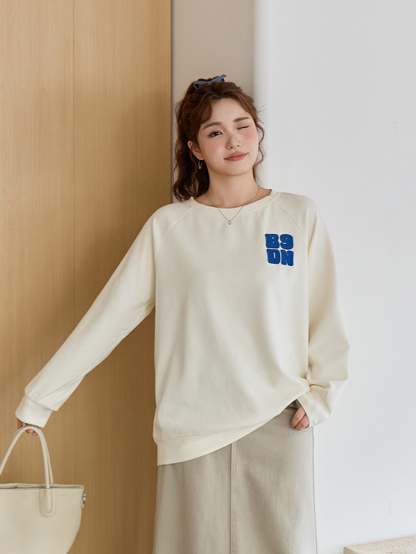 韩系宽松刺绣拼布卫衣秋装女装新款胖mm大码女装显瘦卫衣65469|undefined