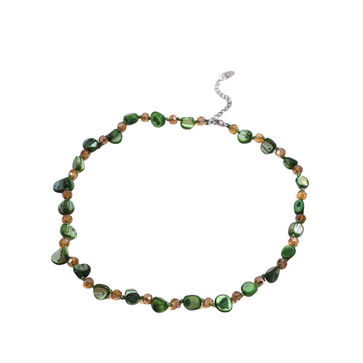 Bohemian Green Shell Beaded Choker Necklace For Beach Vacation_voghion.com