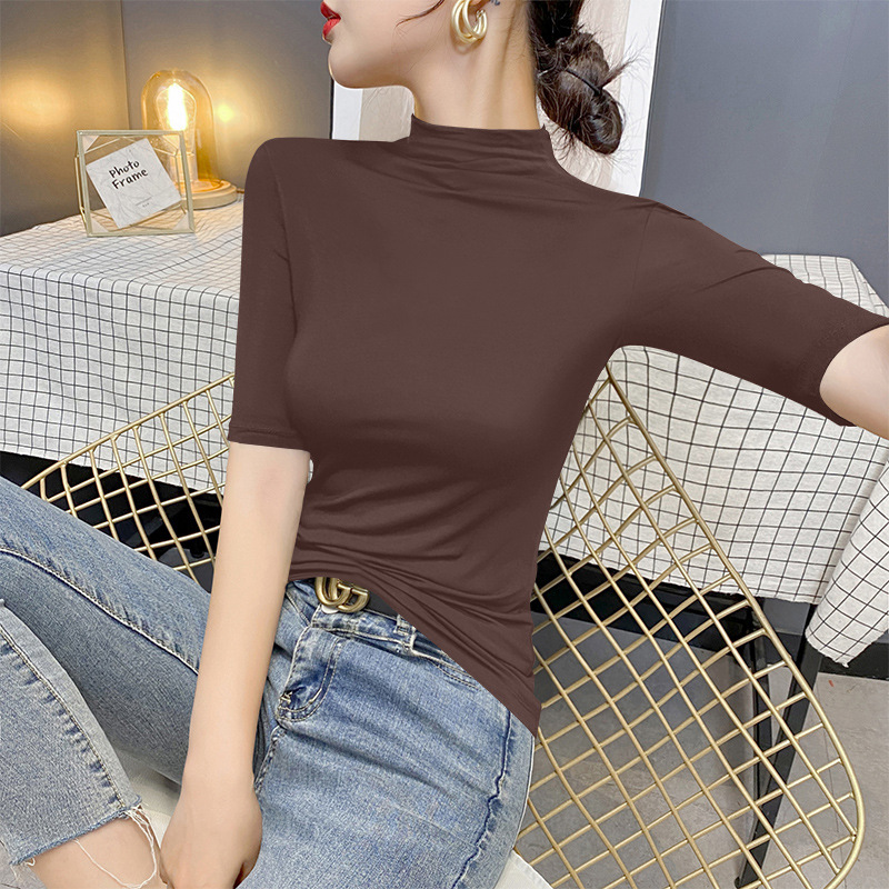 커피 하프 터틀넥 7부소매