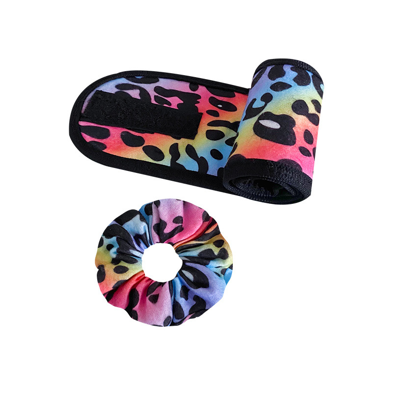 Set de Diadema y Coletero con Estampado de Leopardo de Temu, para SPA, Lavado Facial, Pañuelo para la Cabeza, Accesorios para el Cabello con Estampado Veraniego para Mujer