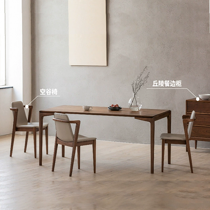 Североамериканский черный орех Обеденный стол и стул из цельного дерева Скандинавский прямоугольный стол Бытовой Ресторан Минималистский стол Чайный столик