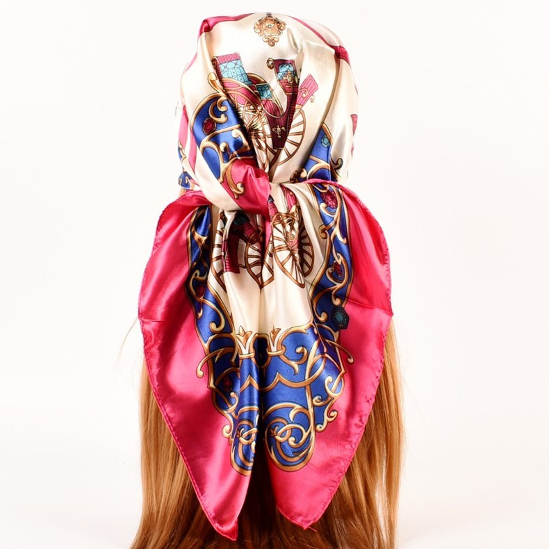 65g Weight Silk Scarf Classification Daily Occasion Satin Material Printing Pattern Summer, Spring, Autumn Season Women'S Gender Printing Design Fashion Style Women's Fashion Printing Satin Printing Silk Scarves 3