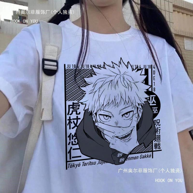 Print Shirts Japanese Anime Jujutsu Kaisen summert beams Wo|undefined