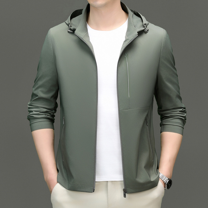 Quality Mulberry Silk Men's Jacket 2024 Spring and Autumn Non-ironing Anti-wrinkle Green Middle-aged Men's Casual Unhooded Jacket Quality Mulberry Silk Men's Jacket 2024 Spring and Autumn Non-ironing Anti-wrinkle Green Middle-aged Men's Casual Unhooded Jacket