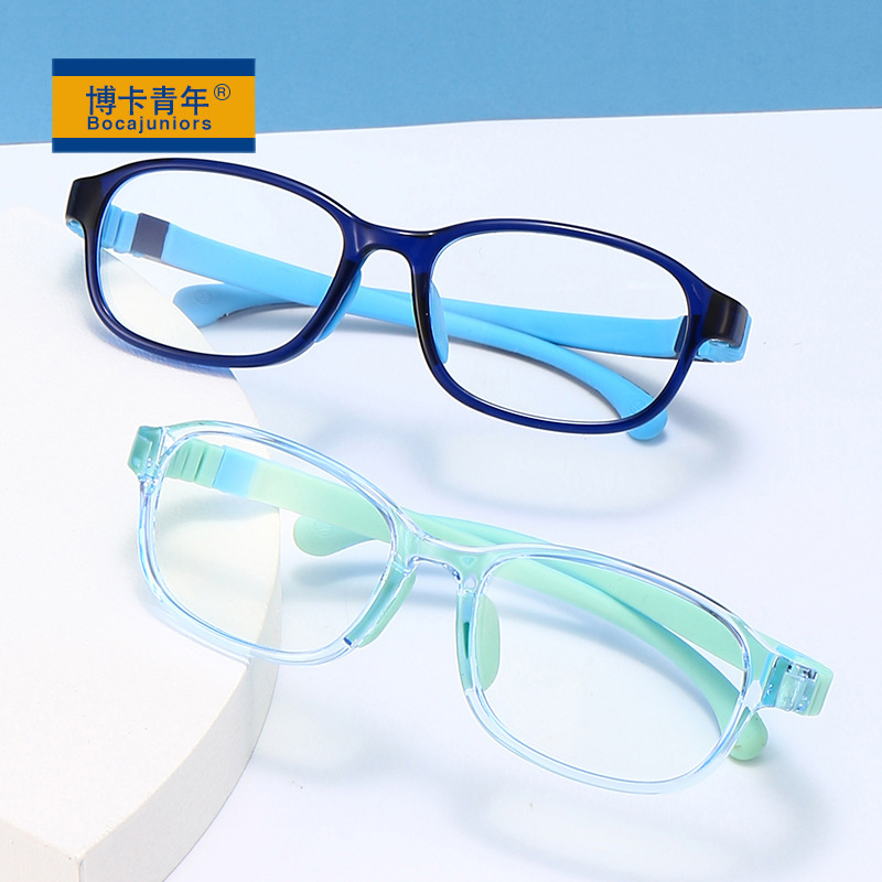 Fashionable square children's anti-blue light glasses, non-prescription, blue light resistant, children's phone eye protectors, wholesale 91030