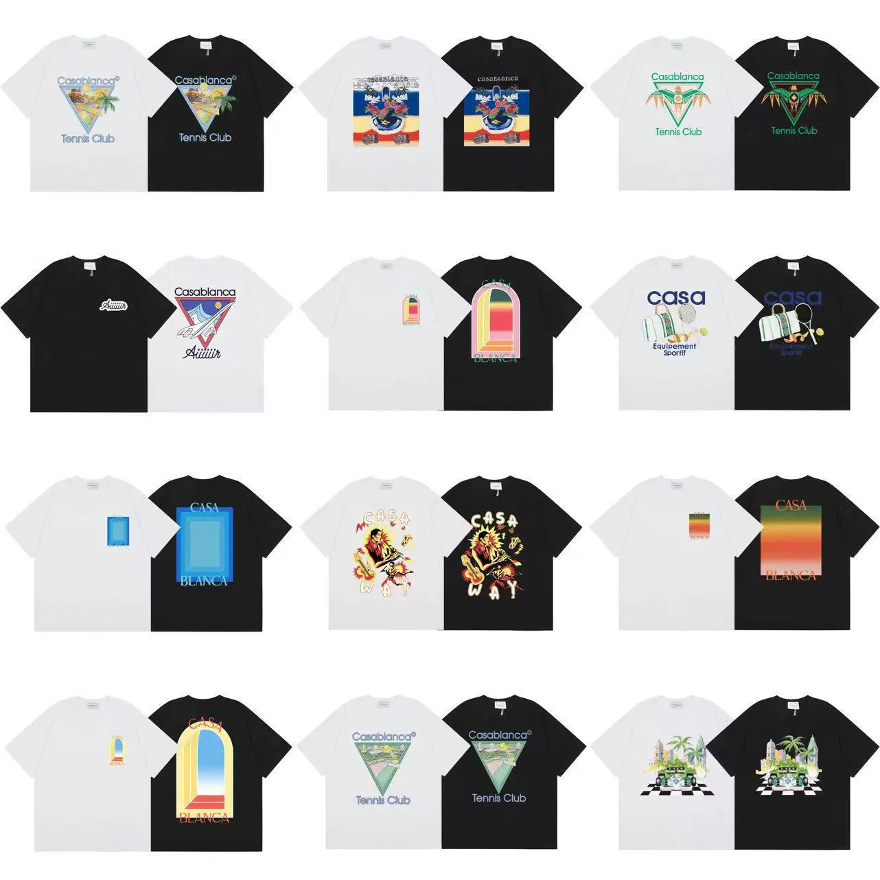 Весна и лето новый теннисный корт Касабланка с буквенным принтом CASA звезда с футболкой с короткими рукавами