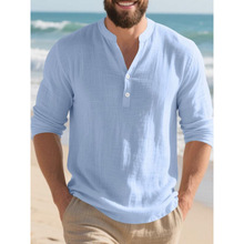 H 77173 Men's linen V-neck long sleeve tee ��ʿ���� V �쳤��