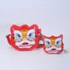 Guochao Lion Plush Toys coin purse Satchel square Cartoon children gift Chinese New Year Red envelope Storage bag