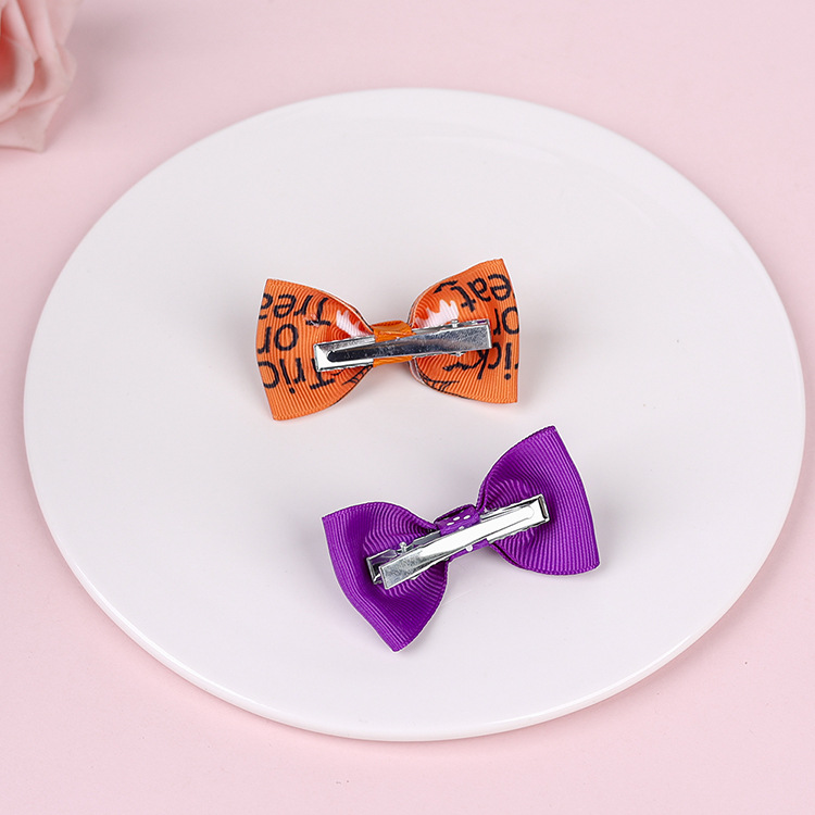 13g Weight Hair Accessories Classification Halloween Festival Bow Knot Pattern Kid'S Gender Fashion Style Halloween Children's Bow Hairpin Three-piece Set Wholesale Nihaojewelry 无