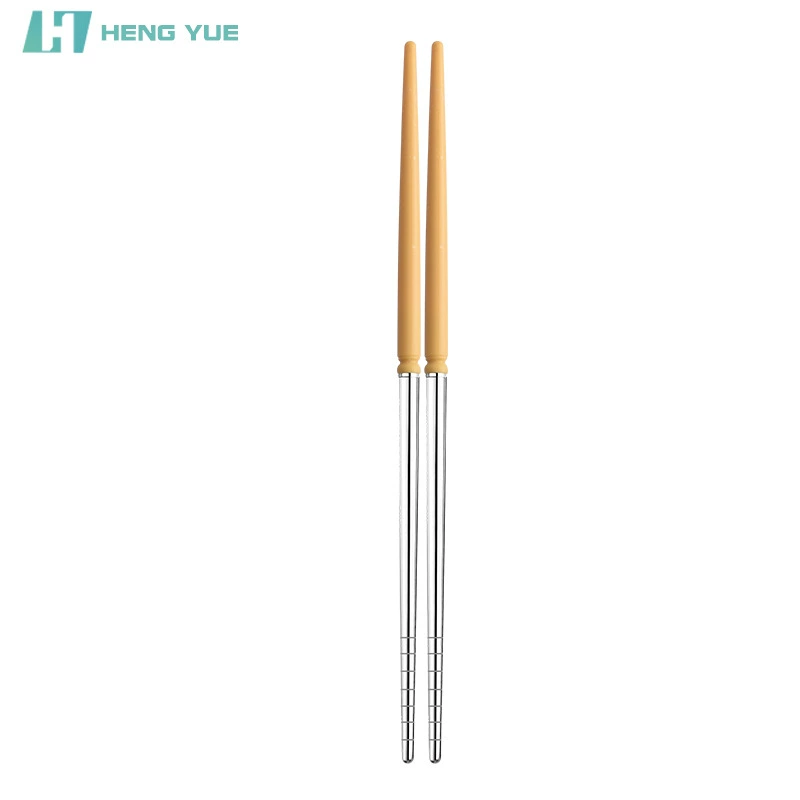 Handle stainless steel, chopsticks for students, handheld plastic tableware, gift box, Birthday gift
