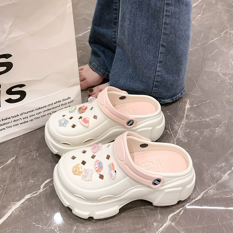 Толстое дно пещерной обуви для женщин летний новый стиль дикий стиль пляж ПВХ противоскользящие оптовые тапочки