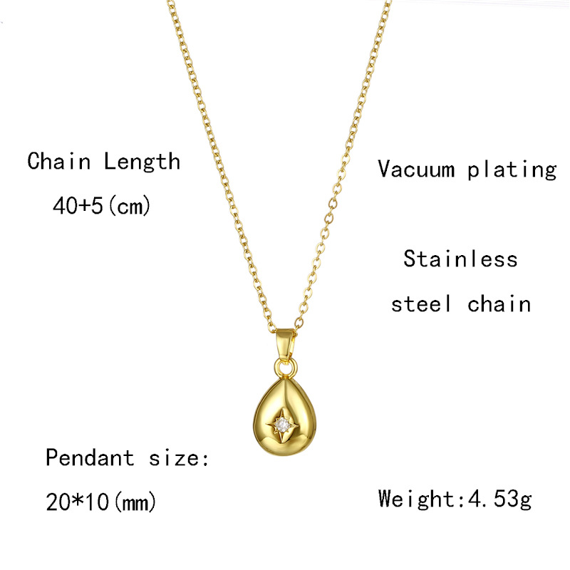 Stainless Steel Simple Style IG Style Plating Inlay Water Droplets Zircon Pendant Necklace display picture 1