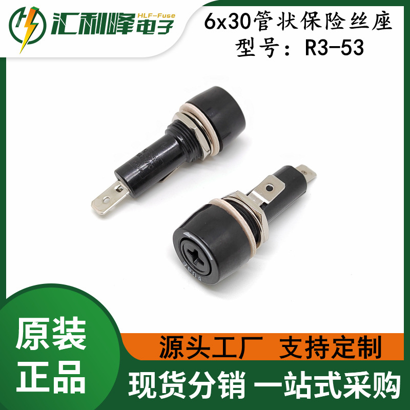 R3-53  6x30保险丝座15A250V电流保险丝座面板式安装保险丝座