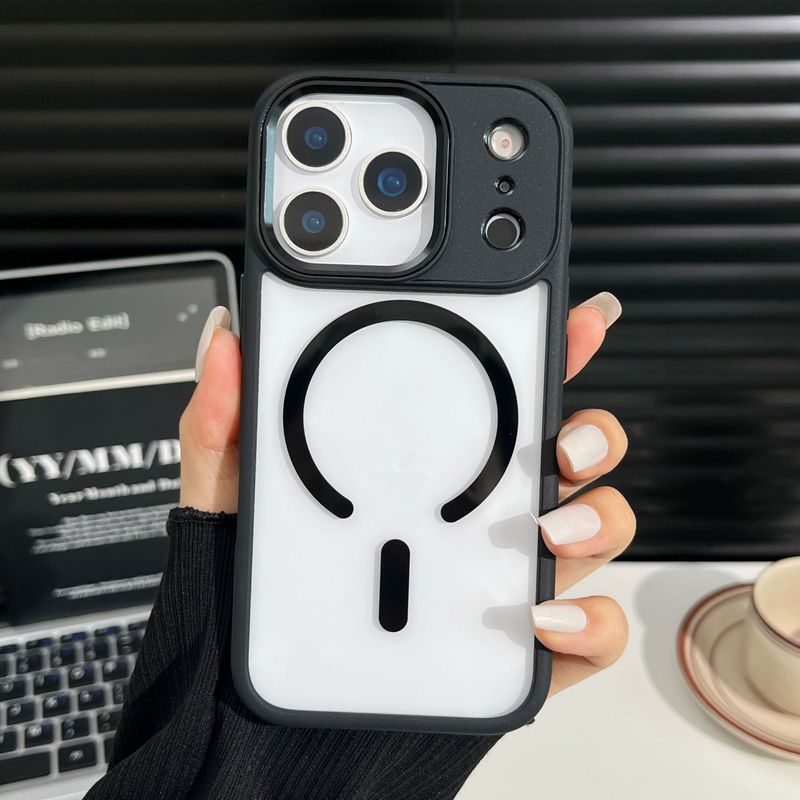 iPhone17promax 携帯電話ケース、ゴールドシールド磁気 Apple 16pro 透明オールインクルーシブ落下防止保護カバーに適しています。|undefined