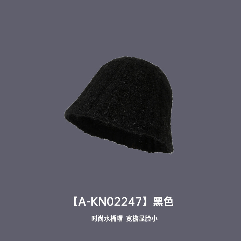 2025韩版简约新款纯色针织帽秋冬款保暖防寒百搭渔夫帽休闲水桶帽|undefined