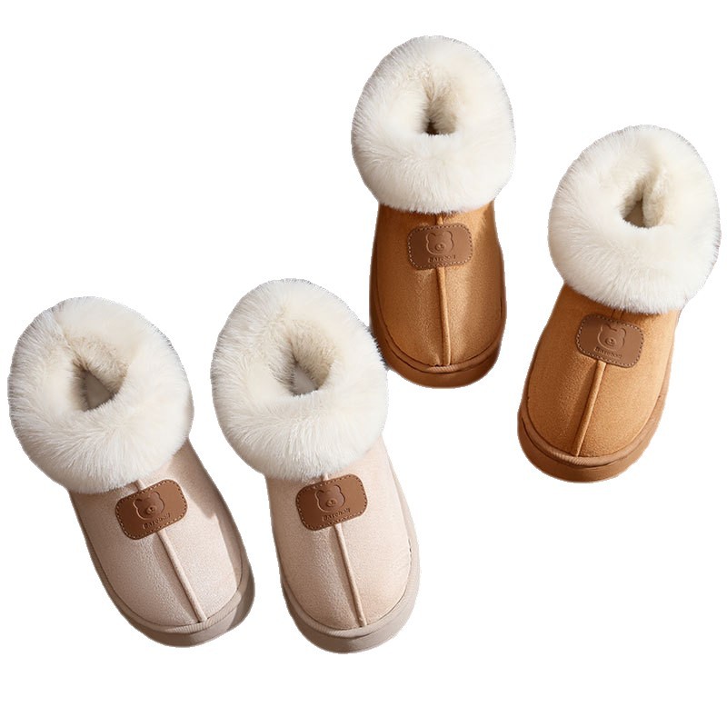 Baja de tacon zapatos de algodón para mujeres invierno nuevas botas de nieve antideslizantes y veludo calentamiento zapatillas de algodón de lana gruesa mayorista