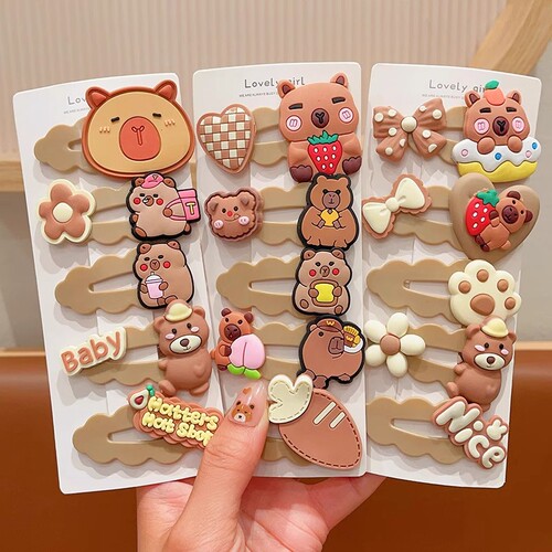 Kapibara Children's Hair Clip for Girls, Cute Cartoon Style, Non-Damaging Side Bangs Clip for Girls, Princess Hair Accessories