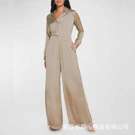 女裤加工厂 欧美外贸阔腿裤 休闲西装裤垂坠感女 慵懒松弛感裤子