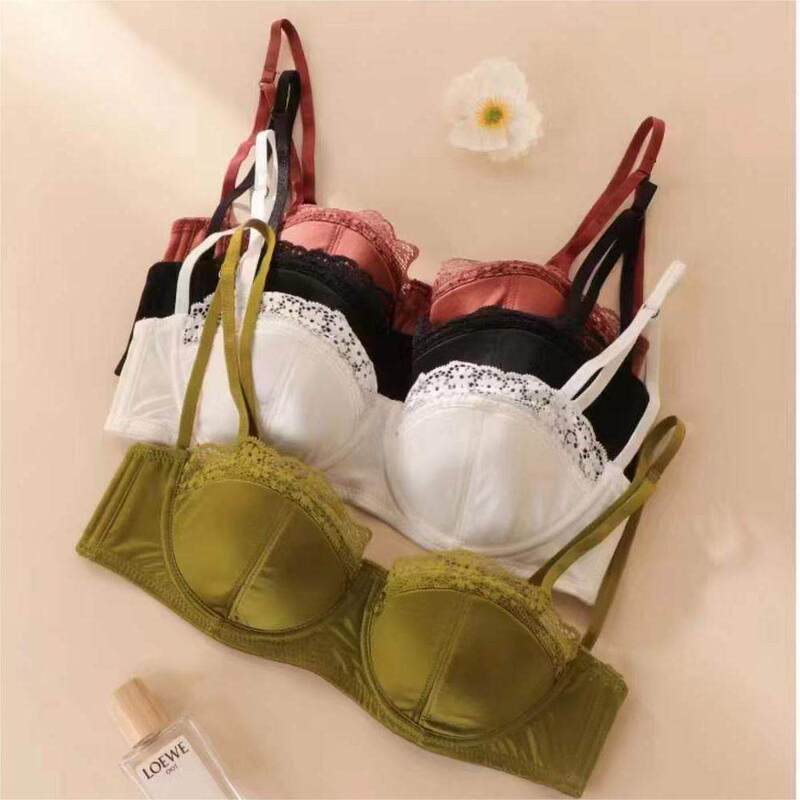 French-Style Silk Summer Lingerie Women's Bra Half-Cup Sexy Thin Lace Anti-Sagging for Large Busts