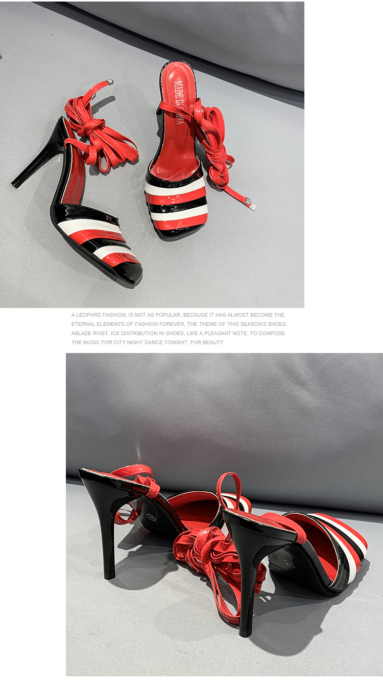 stiletto faux leather rubber strappy sandals NSYBJ122126