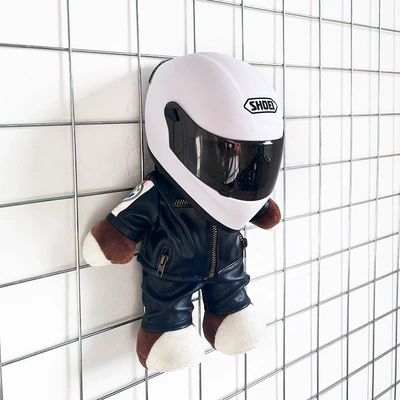 AGV motorcycle gift racing: Motosiklet dəbilqələri - height-28cm-violet-black-leather-bear-shoei-matte-whiteupgraded-tail-wing