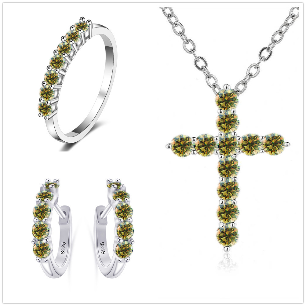 2.8CT Color Moissanite Set Sterling Silver S925 Set con Certificado GRA Over-Tested Pen Pen Ring Set