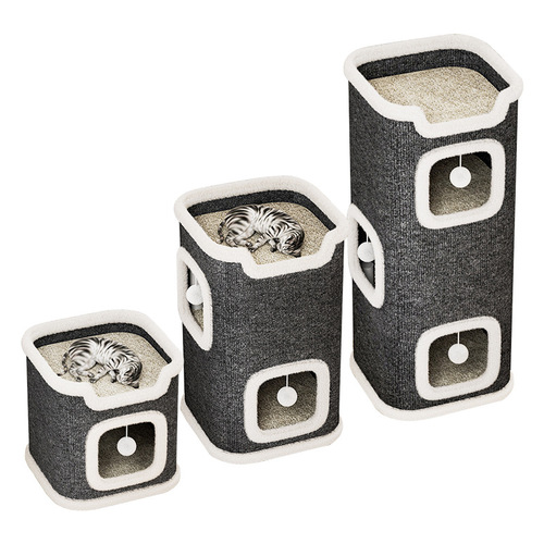 Square Cat Bed Multi-layer Sisal Bucket Cat Tree Cat Scratch Board Fun Cat Cat Warm House Leisure Bed Scratch-Resistant Wear-Resistant