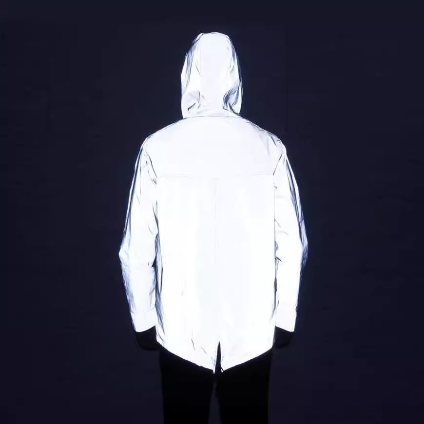 Men's Clothing mid length reflective jacket men's large size hooded swallowtail jacket one piece_ipsvogv.com