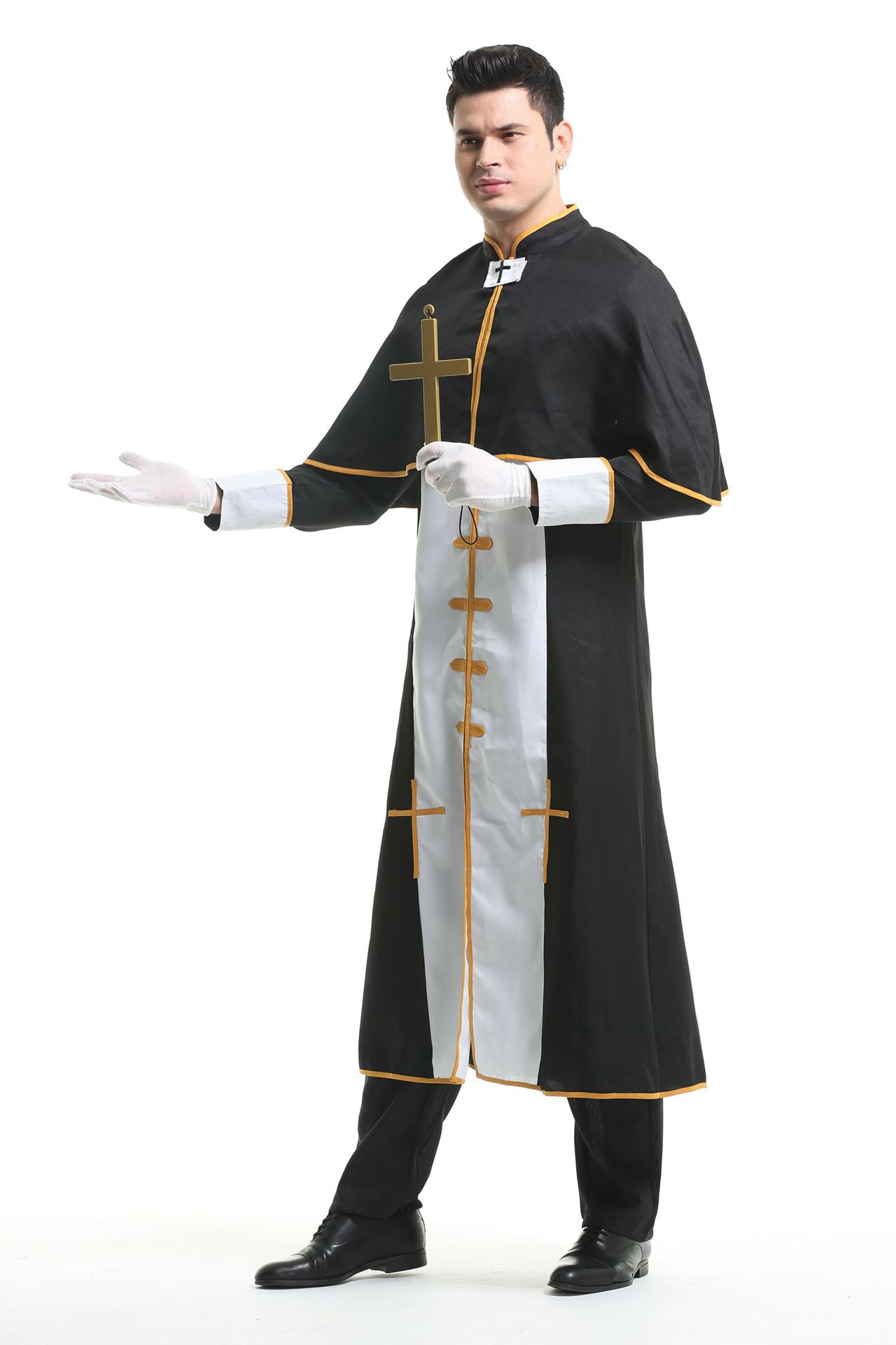 万圣节神父装成人男款教父扮演服priest costume化装舞会演出服装-阿里巴巴