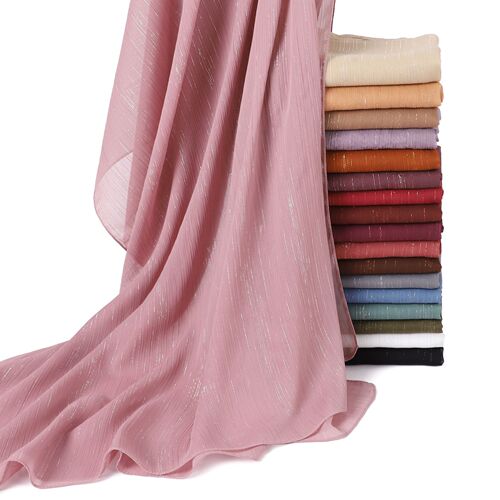 Malaysia Pure Color Silver Wire Chiffon Natural Crease Long Scarf Solid Color Scarf Indonesian Headscarf Pleated Scarf Shawl