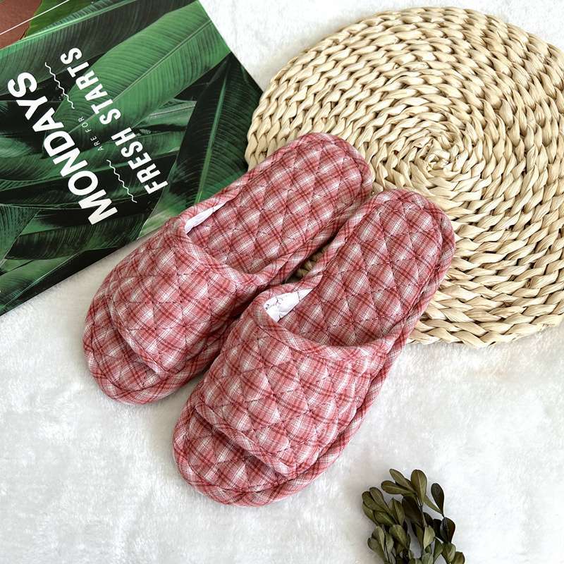 여성용 오렌지 핑크 체크 무늬 천 베이스 [입자 없음]