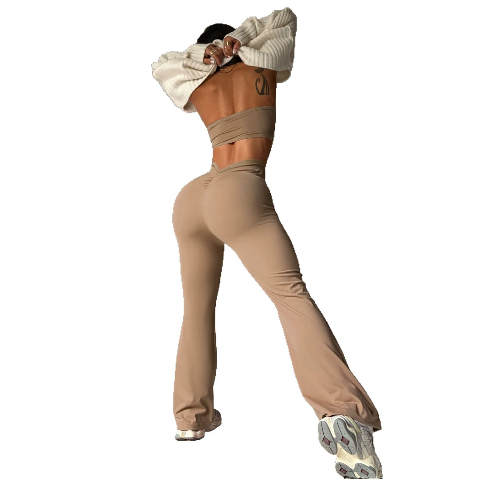 (Cross-border trading), underwear for hips shape correction for yoga, sports flared trousers for gym, quick dry leggings, loose fit, high waist