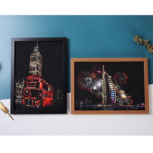 Korean city night scene scratch-off special photo frame Scratch-off frame Factory direct sales scratch-off photo frame