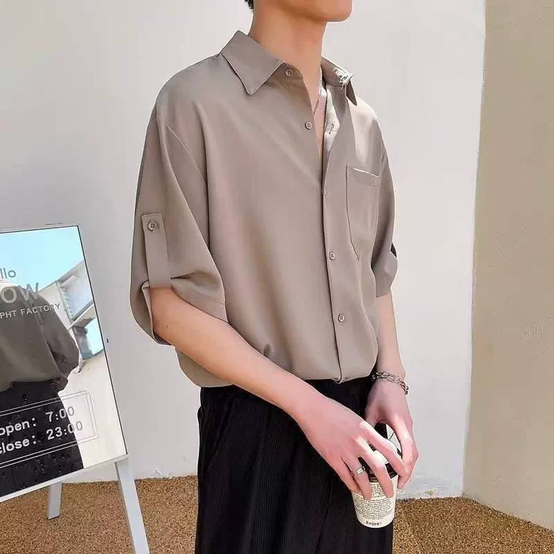 Silk universal shirt, Korean style, oversize