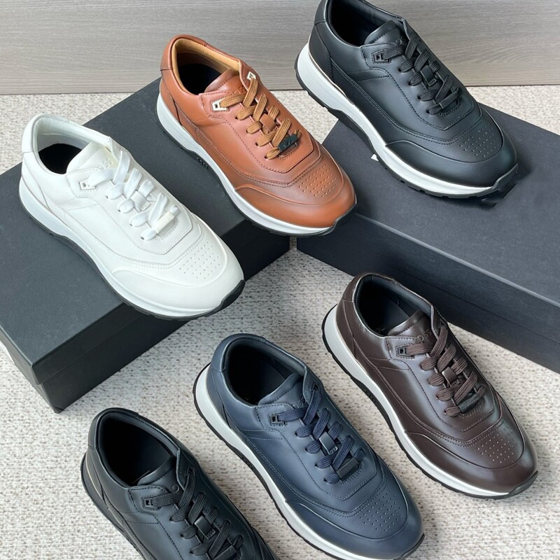 Top Quality Goods! European Bs Men's New Genuine Leather Thick-Soled Lace-Up Sneakers Casual Shoes Height-Increasing Dad Shoes