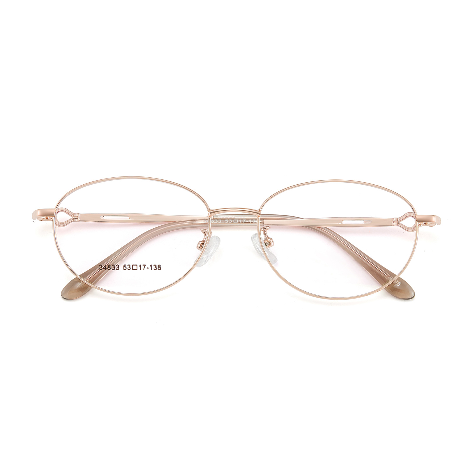 Suave damas oval marco de gafas de metal ultra ligero marco de gafas vacío IP perforación de las gafas Danyang marco de gafas al por mayor