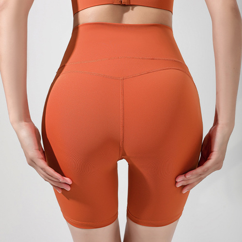 Yoga three-point hot pants for women, summer thin, belly-controlling, high-waisted, peach butt-lifting tights, sports outer wear, bottoming fitness shorts