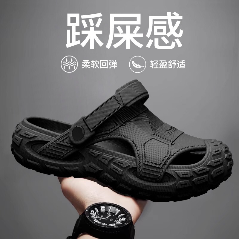 Sandals Men's Summer Outer Wear Non-Slip Soft Bottom Toe Half Slippers Outdoor Driving Sports Beach Clogs Large Size