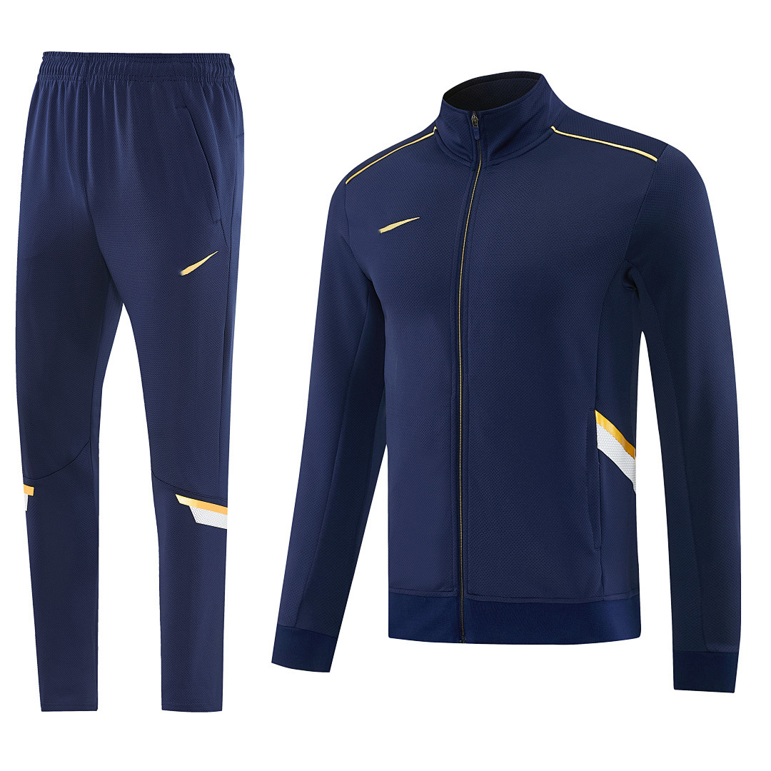NJ traje de entrenamiento de manga larga Tracksuit pantalones de pierna con cremallera larga chaqueta ajustada traje de jersey fútbol Jacket