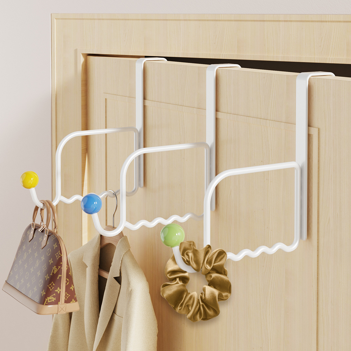 Ou runzhe forma de elefante colorido grano de cerámica gancho de almacenamiento de ropa detrás de la puerta creativa sombrero de seda bufanda de rack