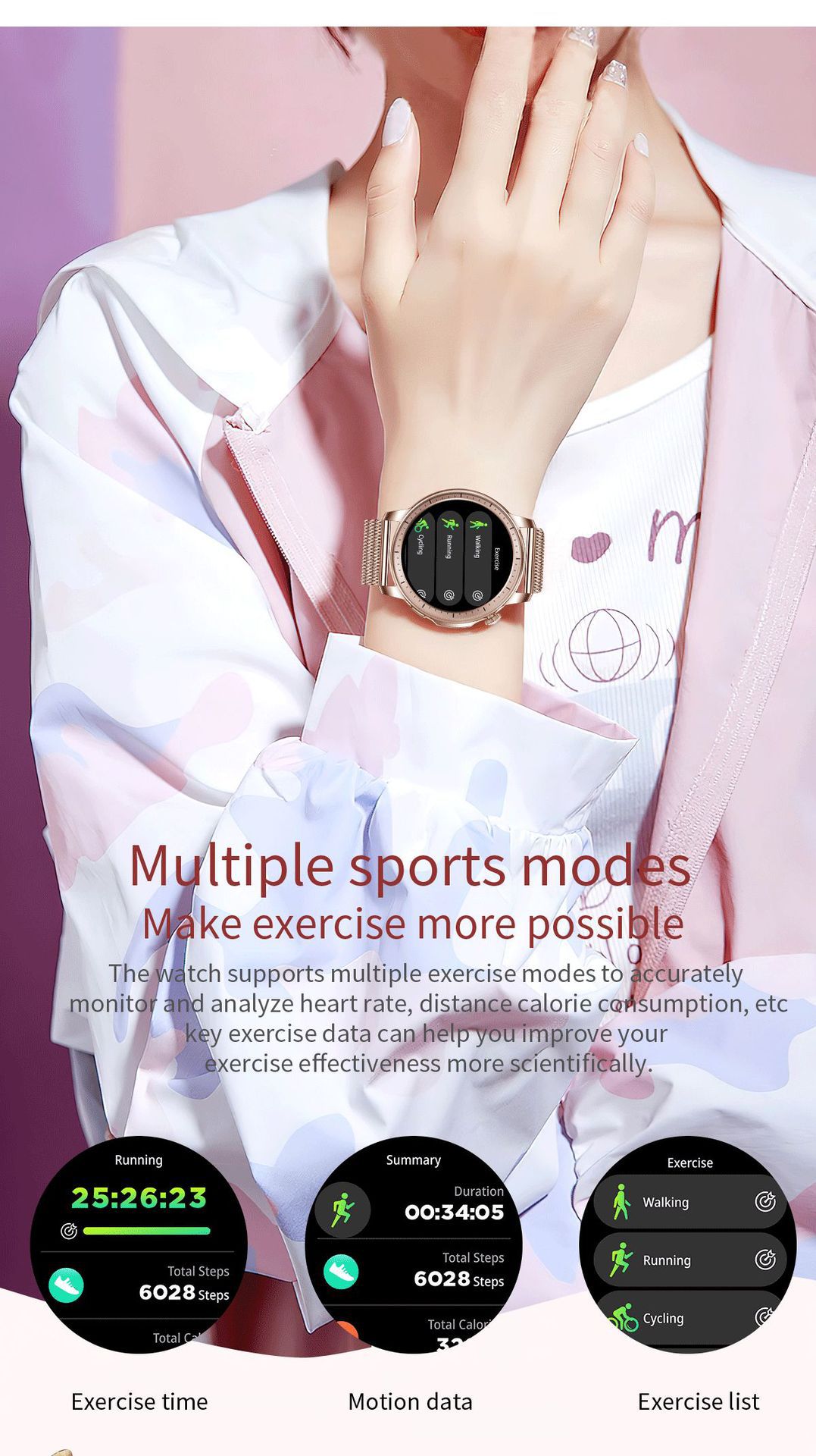 New V65 smartwatch, AMOLED screen, waterproof, smart reminder, Bluetooth, sports watch, ladies' bracelet undefined