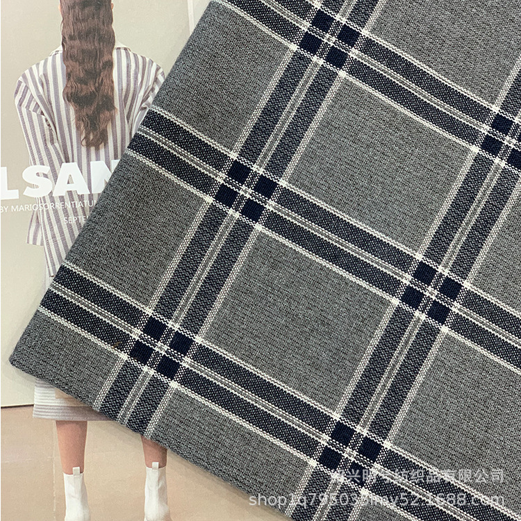 厂家现货法式复古西装英伦风外套格子布料箱包鞋帽法式装饰面料