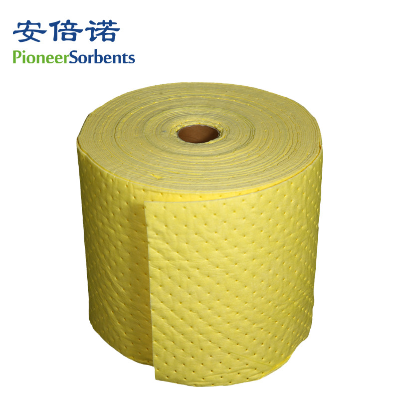 工业PP聚丙烯吸液吸酸棉卷吸油毯黄色防化类吸附棉卷4mm