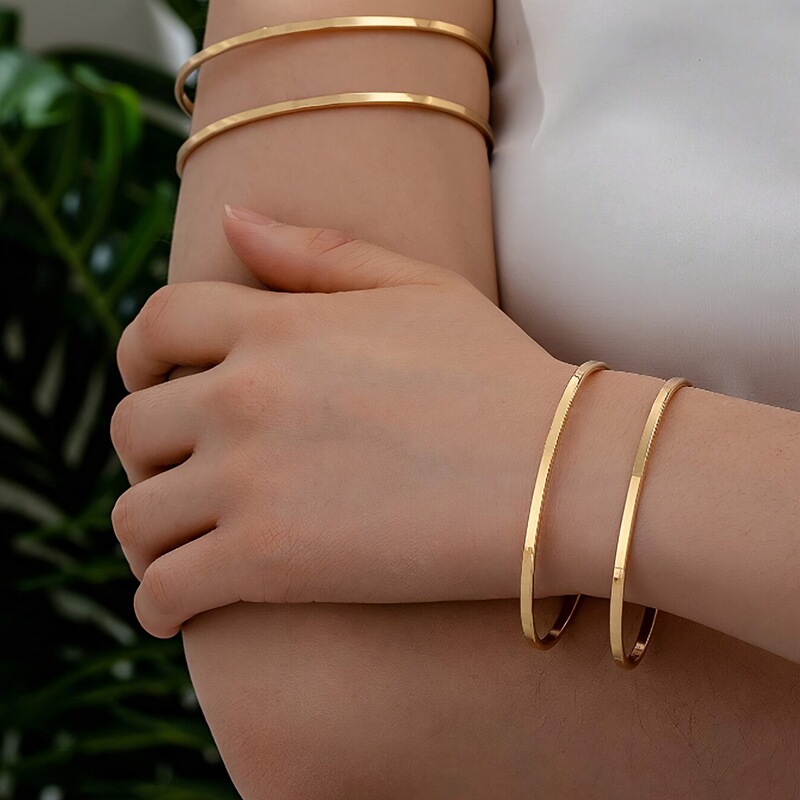Double-Layer Hollow Gold Bracelet, Fashionable and Simple Wristband for Women, Upper Arm Band, Personalized Arm Ring, Versatile and Sexy Double-Layer Hollow Gold Bracelet, Fashionable and Simple Wristband for Women, Upper Arm Band, Personalized Arm Ring, Versatile and Sexy