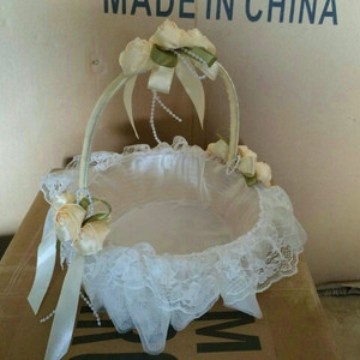 Cesta de flores de boda portátil Ratán tejido azul flor niña cesta de almacenamiento de flores cesta de flores portátil cesta de pétalos Coreanos