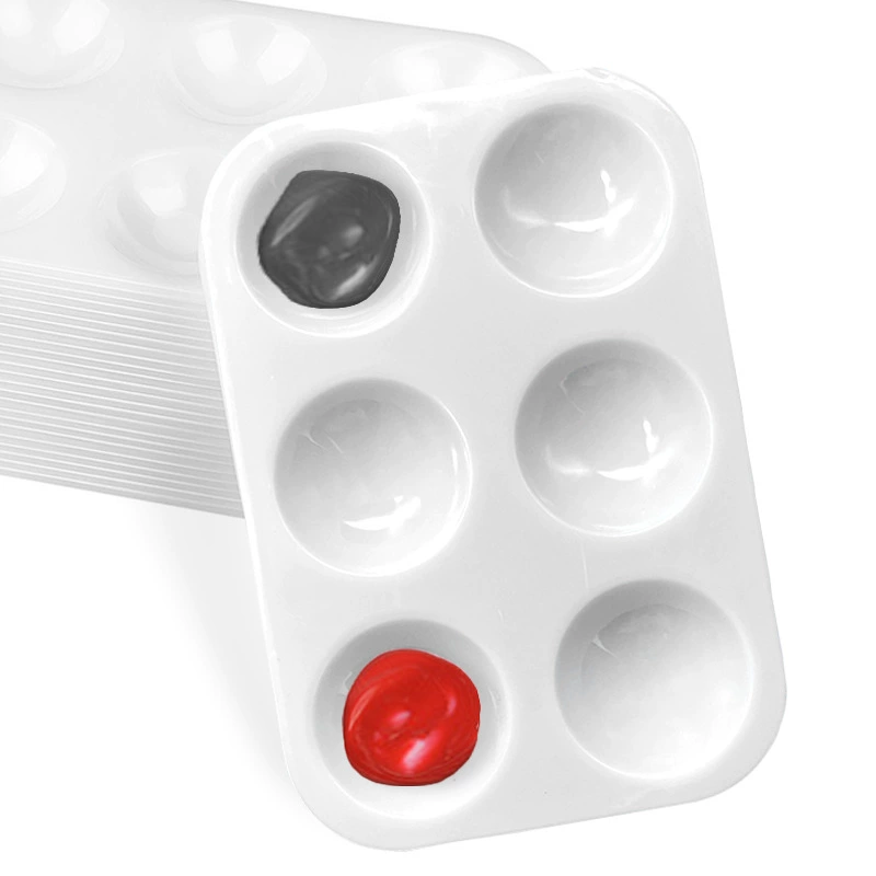 Трансграничный 6-луковый пластик прямоугольная художественная роспись палитра белая детская простая гуашь акварельный инструмент