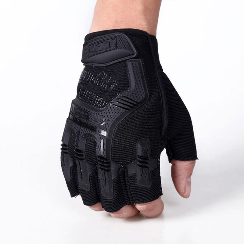 Fábrica al aire libre ciclismo deportes guantes tácticos hombres antideslizante desgaste-resistente militar ventilador sello Protección Medio dedo guantes de la bicicleta