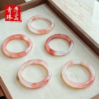 天然金丝玉桃花酿手镯樱花粉扁条手镯高级感美人镯飘花手镯批发