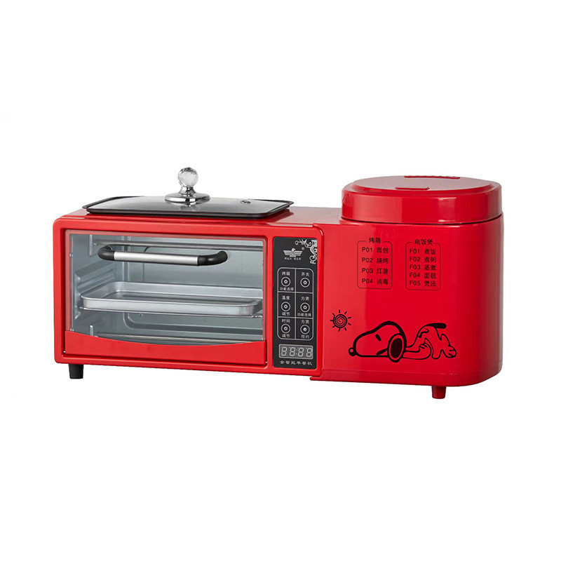 多機能焼き鍋電気オーブン家庭用炊飯器四合一多士炉サンドイッチ機ネット赤朝食機|undefined