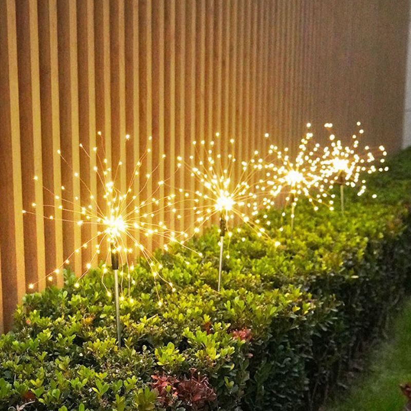 Solar lámpara de cobre lámpara de fuegos artificiales jardín decoración impermeable diente de león string lámpara de explosión de césped
